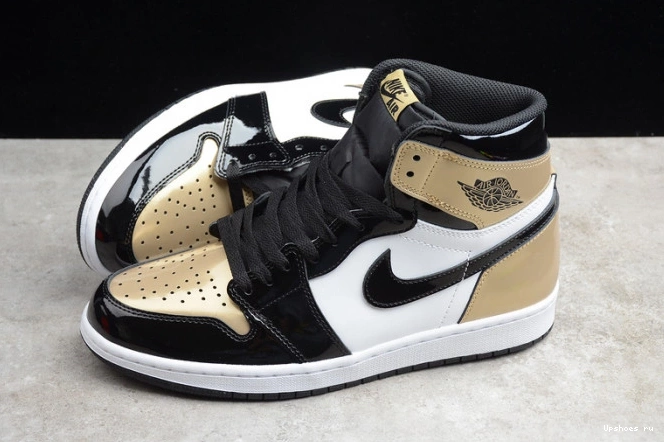 Jordan Patent Gold  High 1 Retro Toe 861428-007 NRG 1207